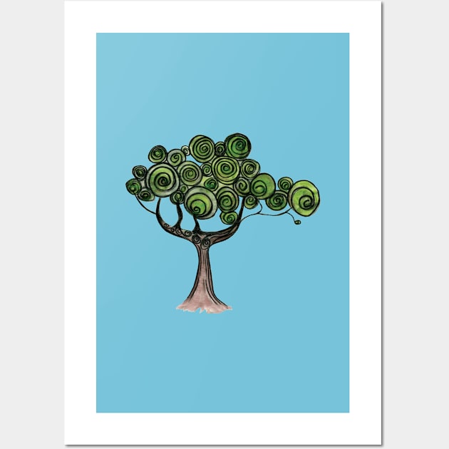 Swirling Tree - Eliza and Boo Wall Art by helengarvey